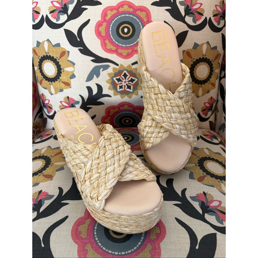 MATISSE Natural Reflection Raffia Platform Sandals Size 9 - Picture 5 of 12